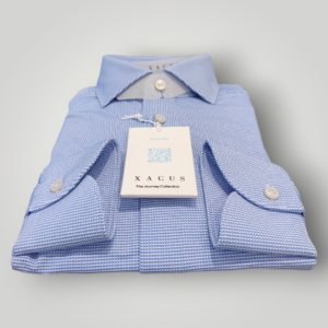 Camicia Xacus in Micro Fantasia Tailor Celeste