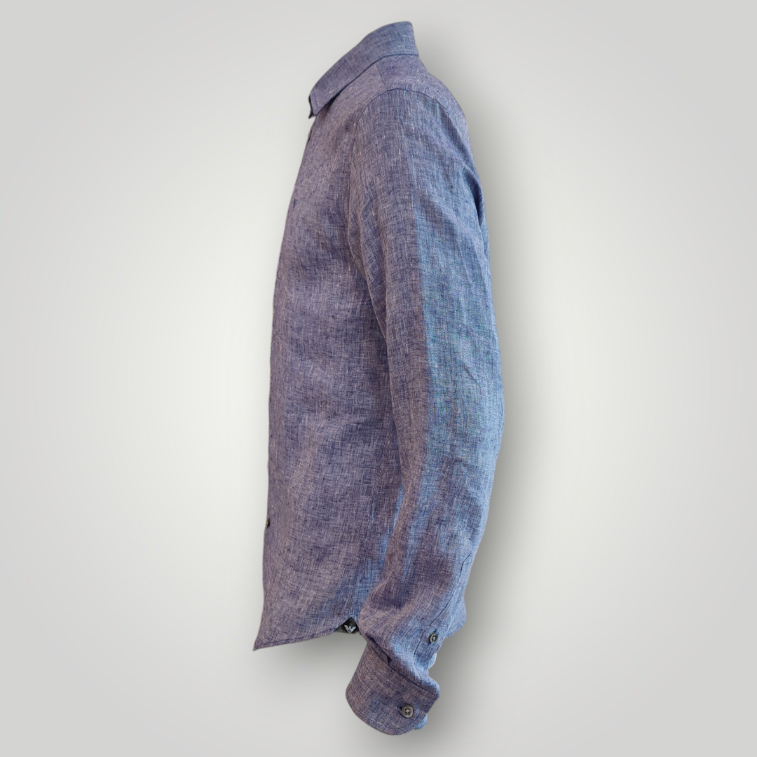 Camicia in Lino Emporio Armani Blu - immagine 3