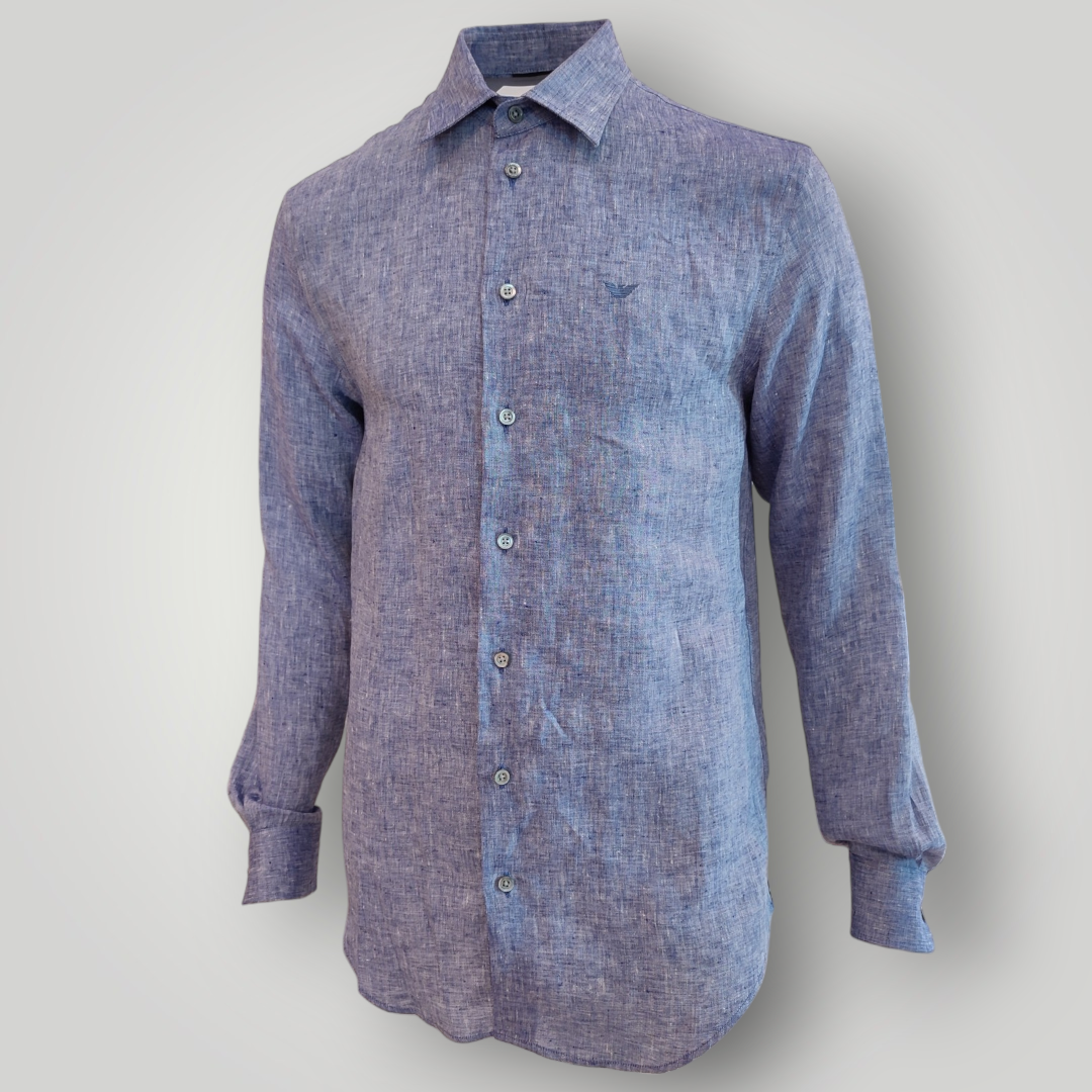 Camicia Emporio Armani in Lino Blu