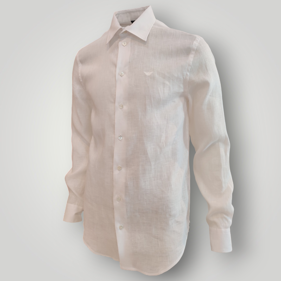Camicia Emporio Armani in Lino Bianca
