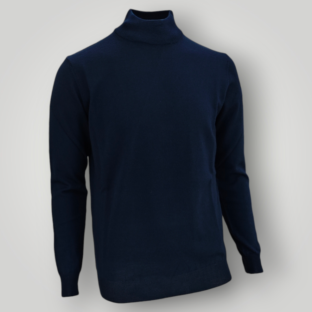 Mezzo Collo Blu Cashmere in Lana Merinos