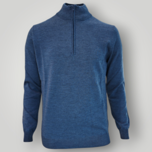 Lupetto Zip in Lana Merinos Azzurro