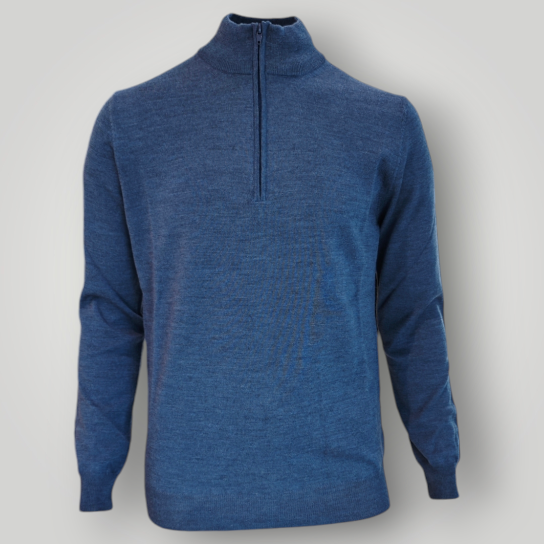 Lupetto Zip in Lana Merinos Azzurro