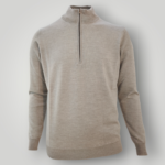 Lupetto con Zip in Lana Merinos Nocciola