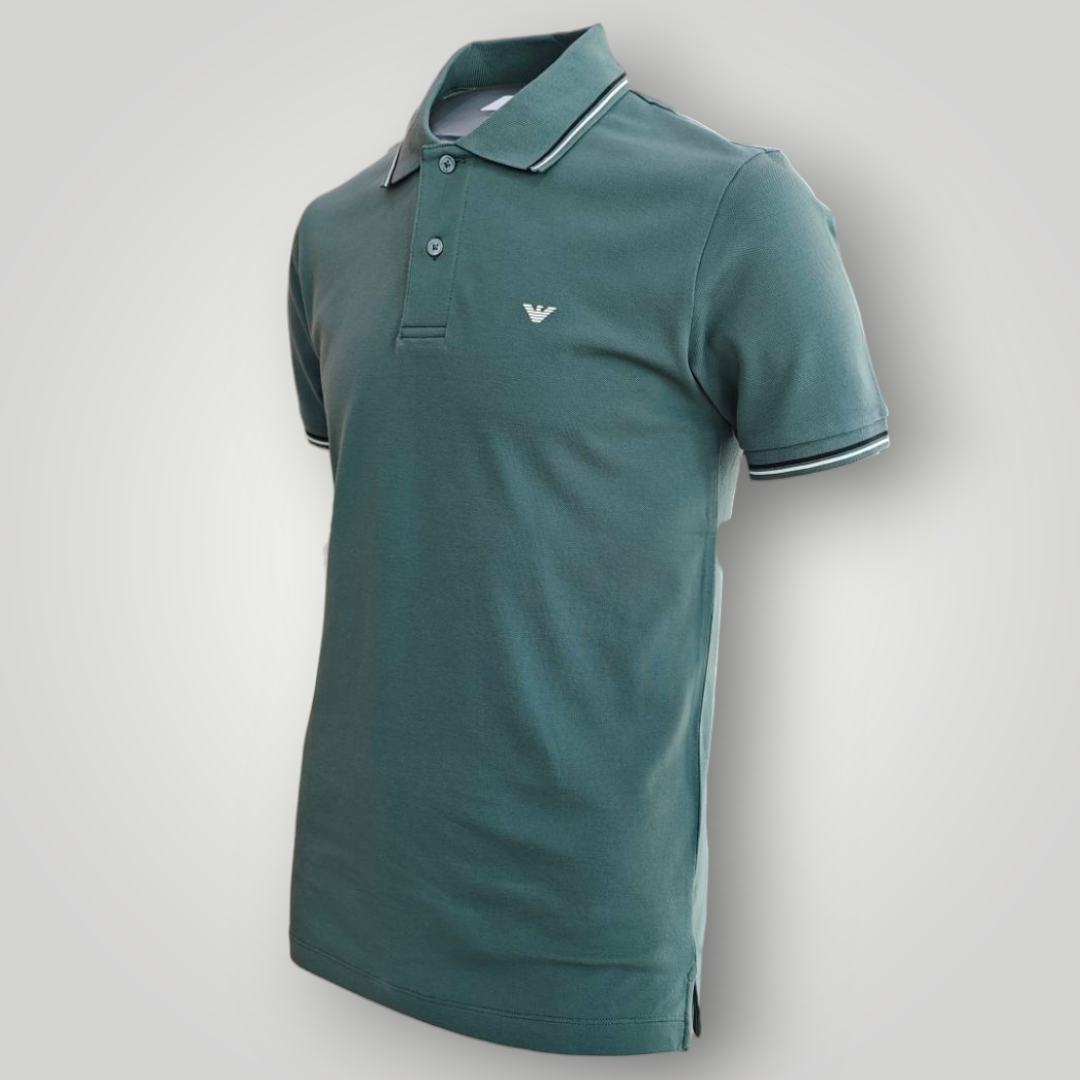 Polo Emporio Armani in Piquet Slim Verde - immagine 4
