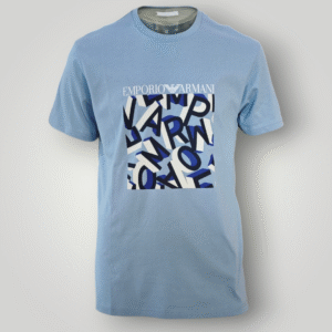 T-Shirt Emporio Armani in Cotone Celeste