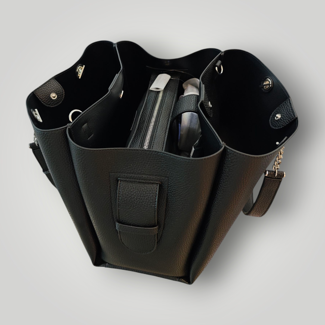 Borsa Emporio Armani Effetto Palmellato Nera - immagine 3
