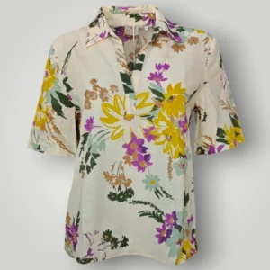 Camicia in Lino e Cotone Emme Marella Feroce in fantasia floreale color Bianco Lana