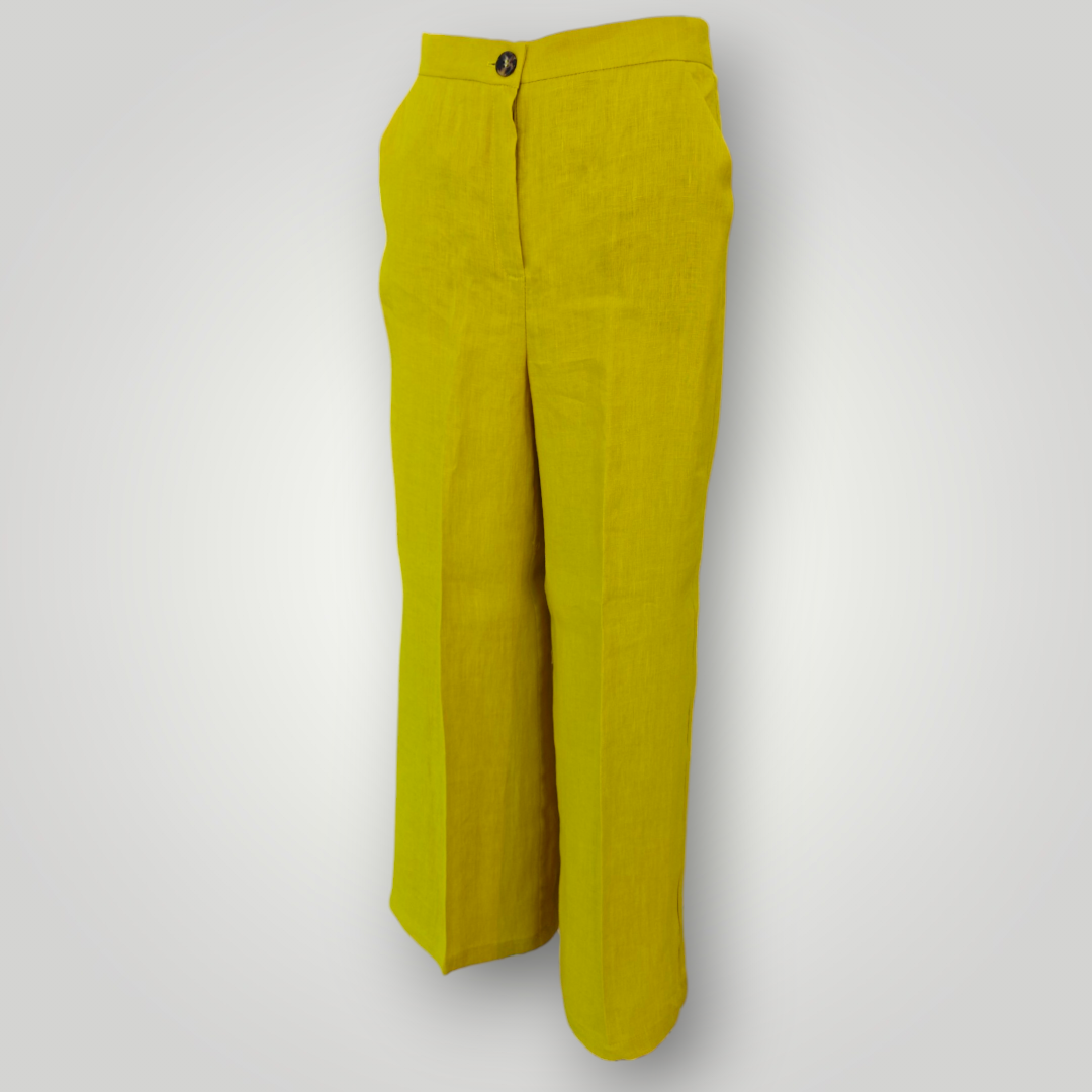 Pantalone in Lino Emme Marella Clava Senape - immagine 3