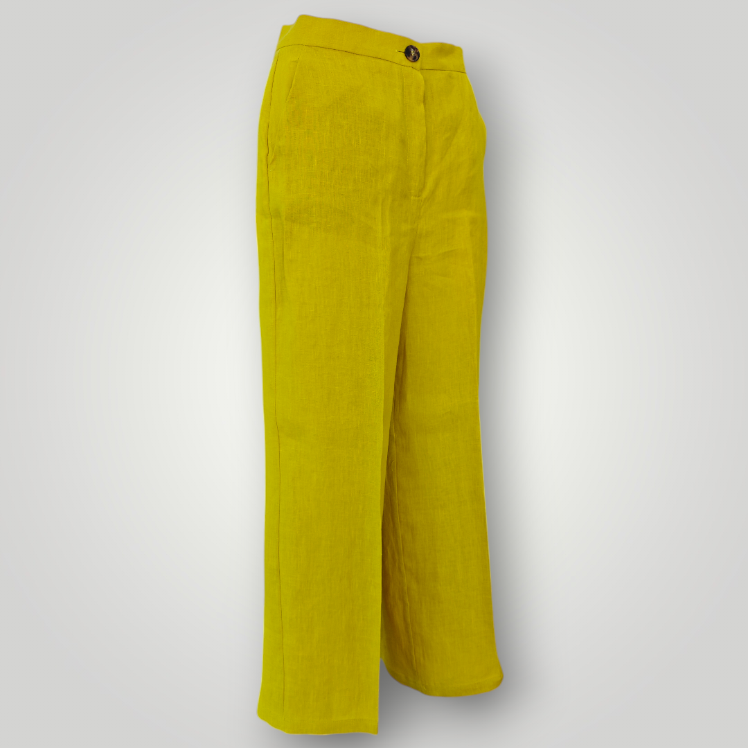Pantalone in Lino Emme Marella Clava Senape - immagine 2